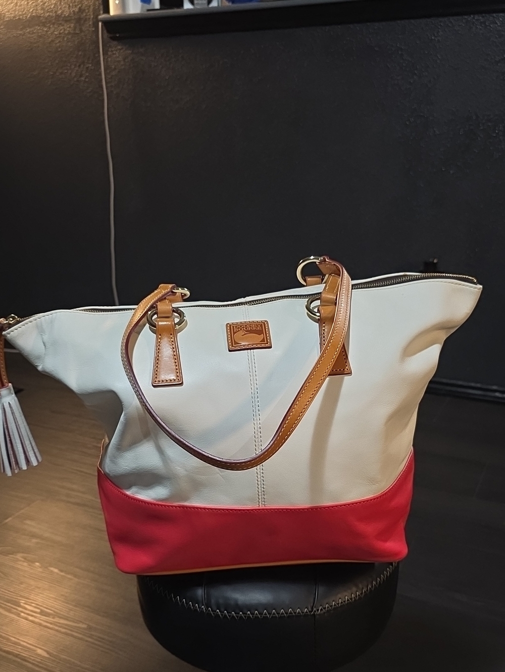 Dooney& Bourke Red And White Leather Tote